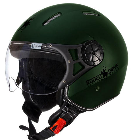 CASCO JET CON VISIERA VERDE MILITARE OPACO