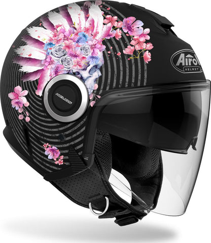 CASCO HELIOS HEMAD NERO ROSA FIORI HEMA54 f.s