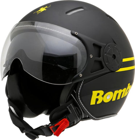 CASCO JET SUN VISOR NERO OPACO GIALLO