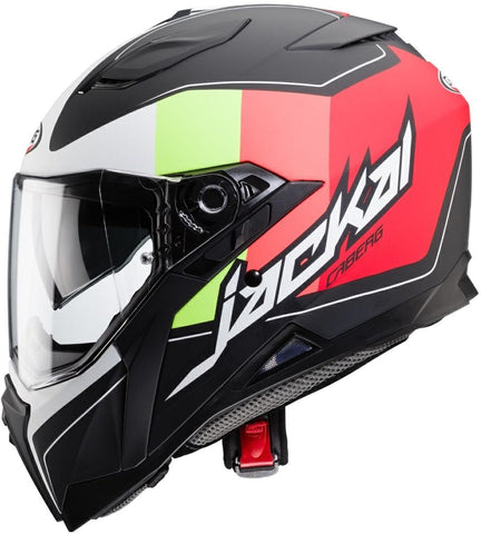 CASCO CABERG JACKAL INTEGRALE IMOLA NROP/ROSSO/GIA/BIA