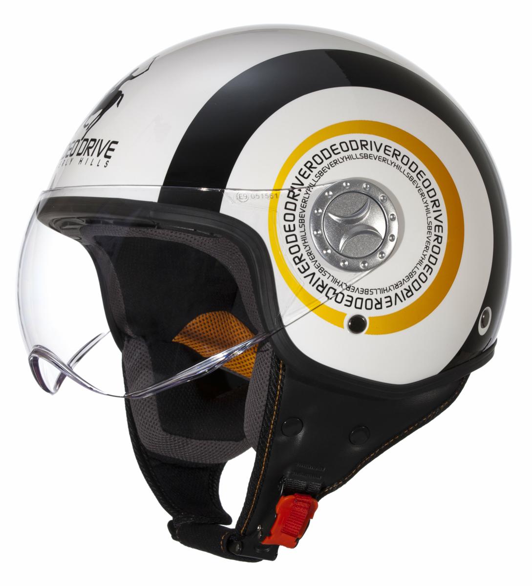 CASCO D/JET VISIERA BICOLOR BIANCO NERO