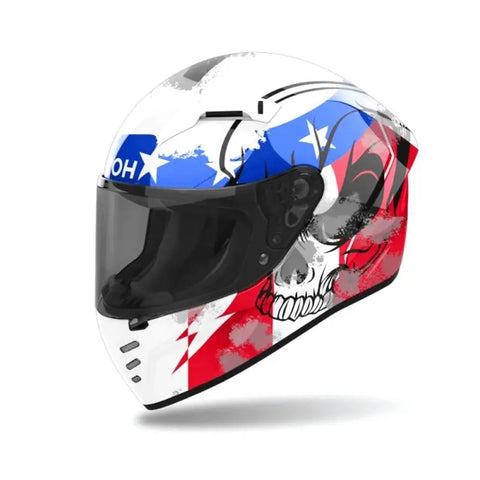 CASCO AIROH CONNOR NATION GLOSS BIANCO/ROSSO/BLU