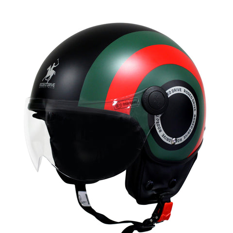 CASCO DEMIJET CIRCLE NERO/VERDE/ROSSO OPACO