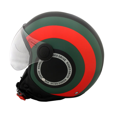 CASCO DEMIJET CIRCLE NERO/VERDE/ROSSO OPACO