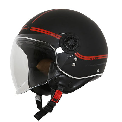 CASCO LINE JET VIS LUNGA NERO OPACO ROSSO