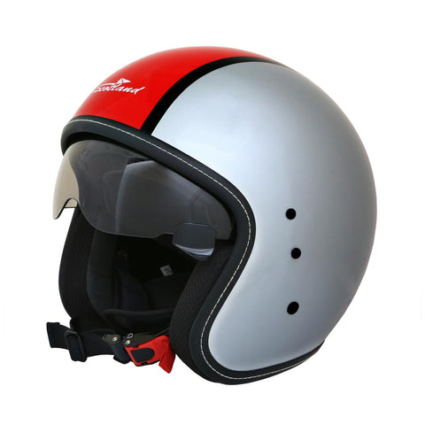 CASCO JET CON OCCHIALE GRIGIO ROSSO