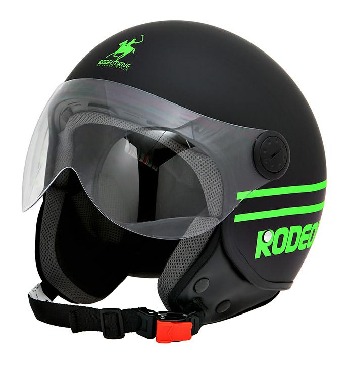 CASCO D/JET VISIERA NERO VERDE OPACO