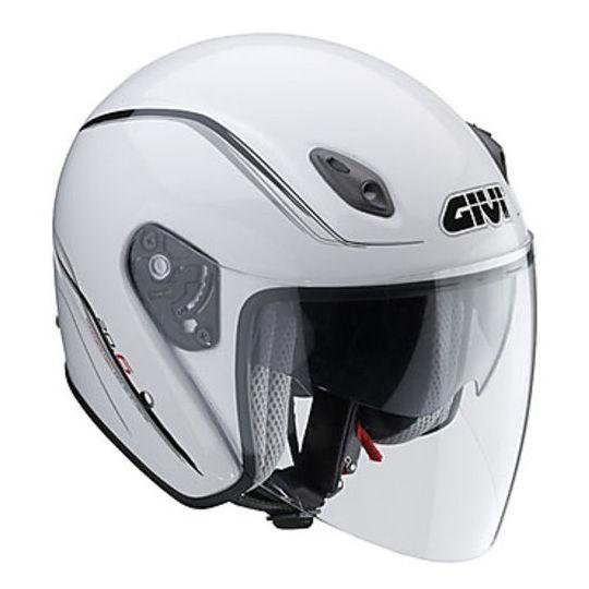 CASCO JET FIBRA DOPPIA VISIERA BIANCO