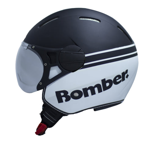 CASCO JET RODEO RD115LUXUS NERO OPACO BIANCO BOMBER