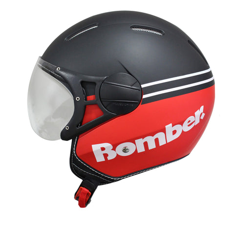 CASCO JET RODEO RD115LUXUS NERO OPACO ROSSO BOMBER